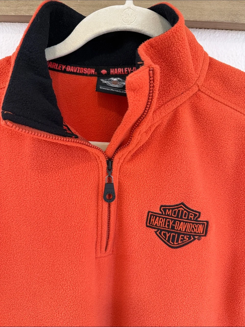 Harley-Davidson Men's Orange Quarter-Zip Fleece with Black Trim